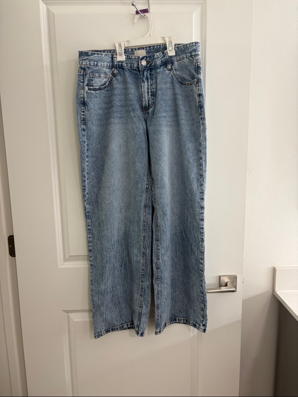 Light Wash low rise wide Leg Jeans - Blue